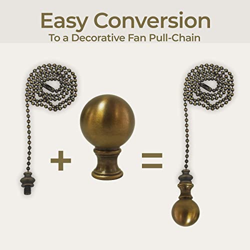 Royal Designs Small Ball Lamp Finial For Lamp Shade, 2 Inch, Antique Brass - Set Of 2 #TOP6