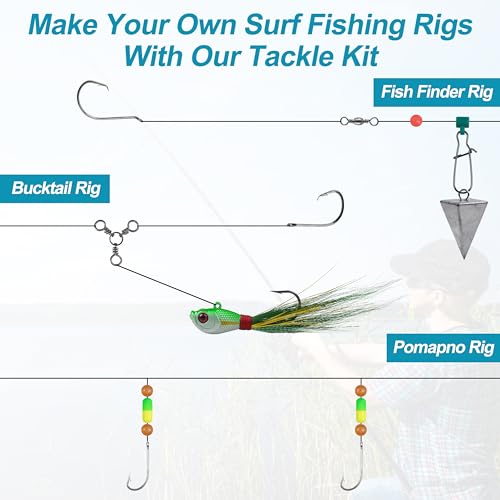 Kit de Señuelos para Pesca en Surf JOGFFDE 161 Piezas con Accesorios para Pesca en Agua Salada miniatura 4
