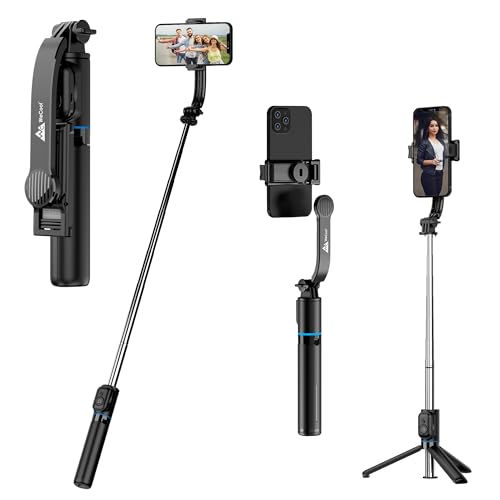 Image of WeCool Selfie Stick Tripod with 6sec Telescopic Pole -Extendable Upto 42 inch,360Rotational Detachable Mobile Holder with Wireless Remote for Photoshoot & Vlogging, Compatible with iPhone & Android