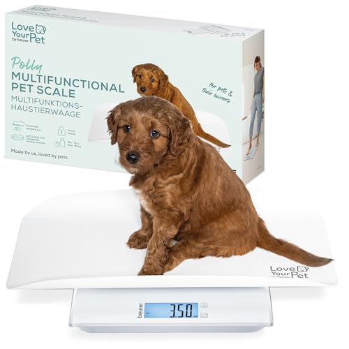 Beurer Love Your Pet Balance Polly pour animaux domestiques et humains, avec plateau de pesée amovible, pèse-chiot à partir de 100 g, pour petits animaux,...