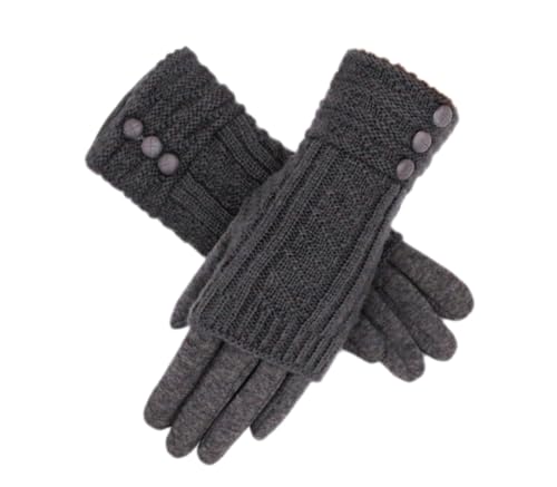 Fadsace Winter Knit Touchscreen Gloves, Dark Grey