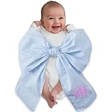 Personalized Newborn Swaddle Sash Custom Embroidered Maternity Bow Embroidery Monogram Newborn Seersucker Swaddle for Baby Photography Prop (Style 2)