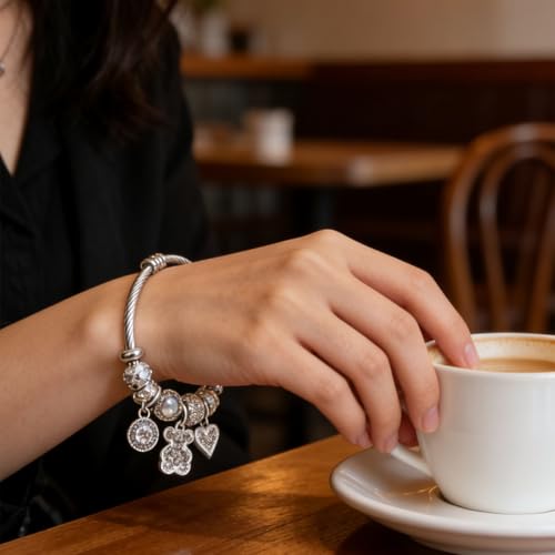 Image of YouLuo Cute Necklace Charm Bracelet Set,Personalized Jewelry Gift for Women | Cute Charm Bracelet, Adjustable Stainless Steel Bracelet, Anime Cartoon Accessories Bracelets for Women Gift and Friendship