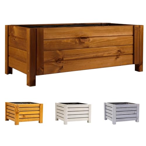 BooGardi Blumenkasten aus Holz · 4 Farben und 2 Größen · Dunkelbraun 79x39x30cm · Pflanzkasten Garten Balkon Terrasse · Balkonkasten Blumen Kräuter Pflanzen