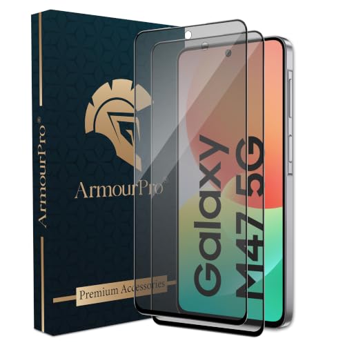 Image of ArmourPro Anti-Glare Matte Tempered Glass for Samsung Galaxy M47, Pack of 2, Anti Fingerprint Screen Protector, 9H Scratch Resistant, Smooth Touch, Full Edge to Edge Coverage