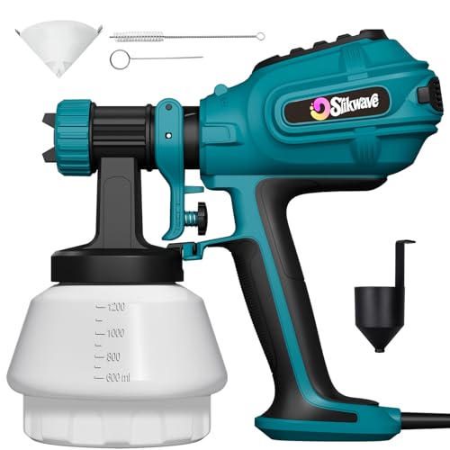 Paint Sprayer, 850W HVLP Spray Gun with 1400ml Detachable Container, Electric Paint Sprayers with 4 Nozzles & 2 Patterns - Portable Spray Guns Perfect for Fences, Sheds, Walls, Garden