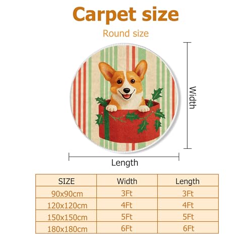 Tapis rond Corgi anti-poussière pour salon et grand bureau