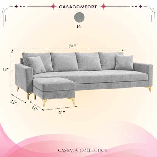 Image of Classiq Rich 5 Seater L Shape Sofa Set with Movable Ottoman | Flexible Layout | Spacious Soft Touch Seating | Designer Sofa for Living Room (Light Grey)