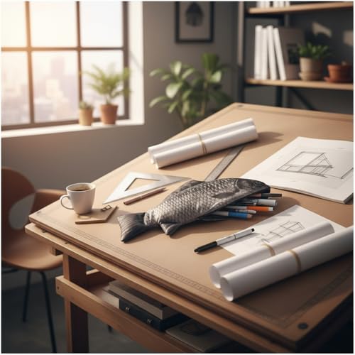 Image of Pencil Box Pen with Zipper Realistic Case Pouch Shape Fish Bag Pen Pencil Make-up Office and Stationery and Marker Cases