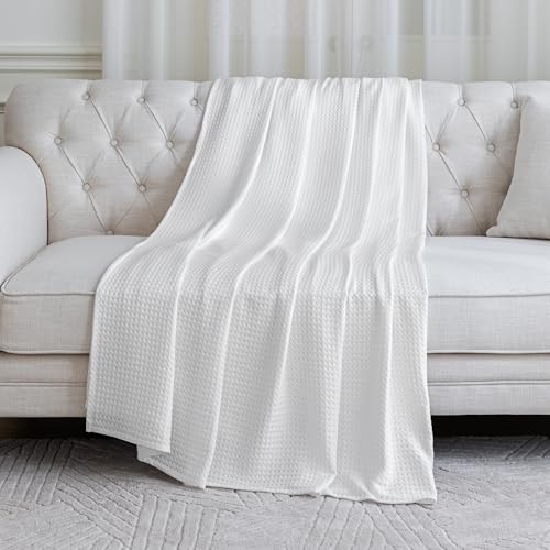 Amazon Basics Waffle 100% Viscose from Bamboo Blanket, Throw, White - image 3