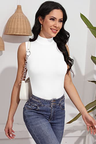 SHEIUGU Women’s Long Sleeve Sleeveless Mock Turtle Neck Tops Basic Stretchy Fitted Underwear Layer Tee Shirts3