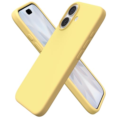 ORNARTO Cover per iPhone 17 6,3 Pollici, Silicone Liquido Premium, Protezione Completa, Gomma Gel Morbida,Custodia Fodera Interna in Microfibra Antigraffio, Antiurto, Giallo