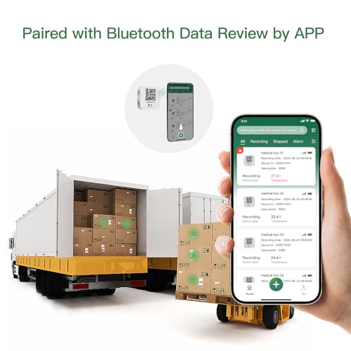 Image of Freshliance Bluetooth Temperature Data Logger Thermometer with LED Display and Replaceable Battary, Auto Data Graphing Analysis and Multi-User Data Sharing, Location Information via APP BlueTag T100