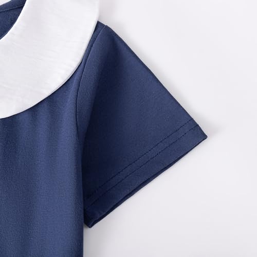 Image of Girls Cotton Long Sleeve Casual Cartoon Appliques Striped Jersey Dresses