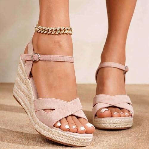 Espadrilles sandales compensées à bout ouvert style classique