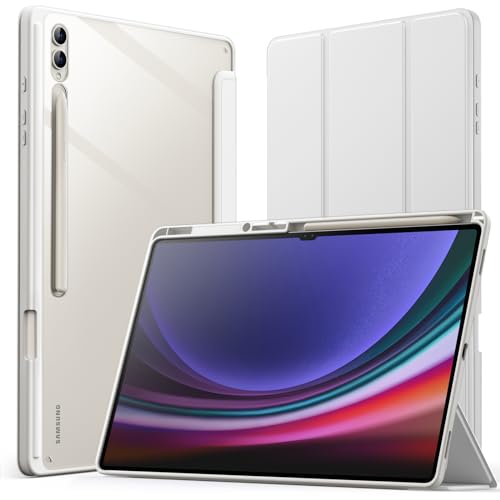 Coque Samsung Galaxy Tab S10 Ultra JETech avec porte-stylet S Pen housse antichoc blanche