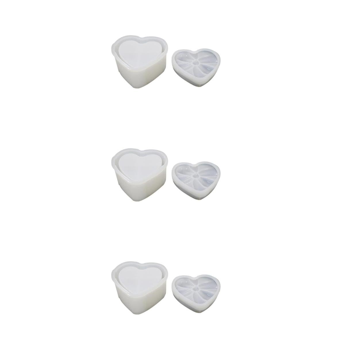 Angoily 3 Pièces Moule en Silicone couvercles décor cœur moules fondants Fournitures de Bricolage Outils de Bricolage en Silicone Moule Bricolage Gel de silice Blanche