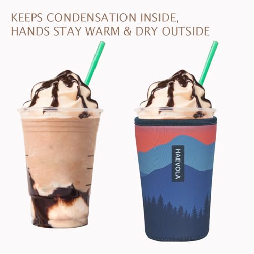 Image of Reusable Insulated Neoprene Iced Coffee Cup Sleeve, Durable Drink Sleeve for Cold Beverages, Beverage Holder for Iced Coffee, Mountain Hush