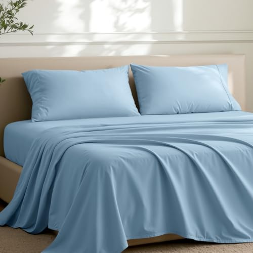 Image of Bare Home Microfiber Pillow Cases - Queen Size Set of 2 - Cooling Pillowcases - Double Brushed - Easy Care - Envelope Closure (Queen Pillowcase Set of 2, Light Blue)