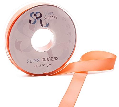 SR SUPER RIBBONS®™- Full Reel 25mm Double Faced Satin Ribbon, 20 Metres on Reel - Peach, 25mm x 20m - Image 2