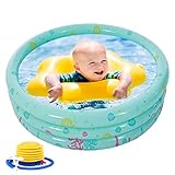 Timisea Aufblasbare Pool Ø100x27cmGroßer Familienpool Planschbecken, Kinderpool Babypool,Familienschwimmbad Rundes aufblasbares Schwimmbecken Aufblasbarer Kinderpool mit kostenlosem Inflator