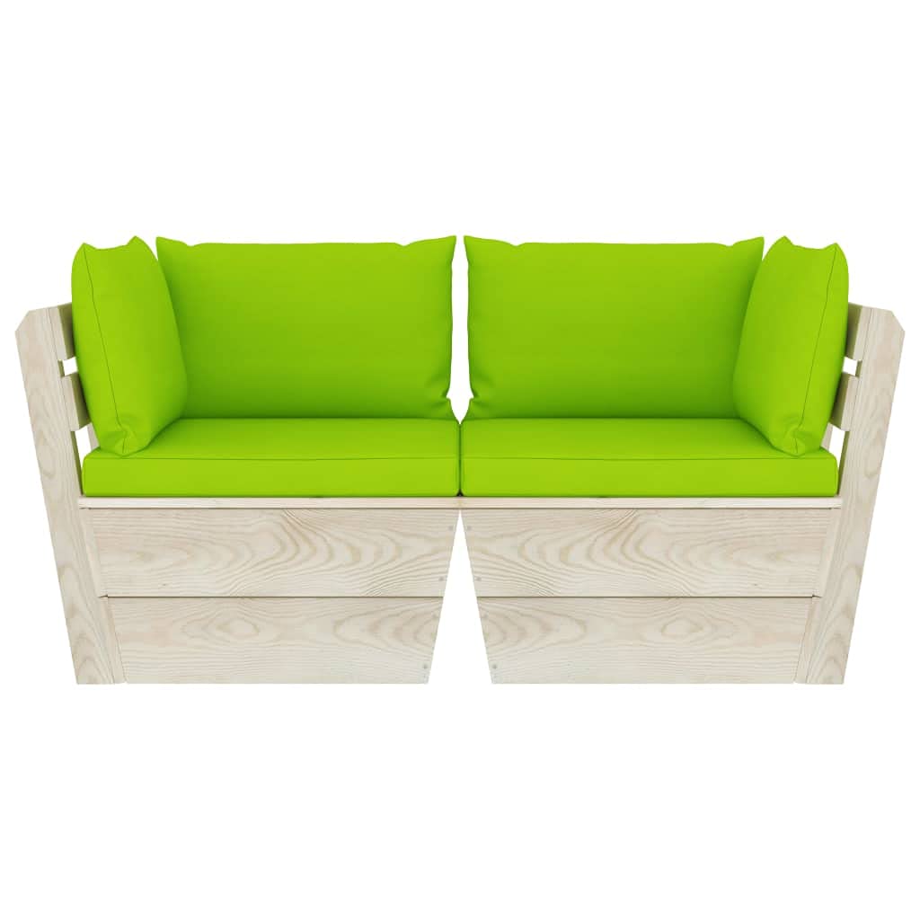 Générique Sofa 2-osobowa paleta ogrodowa z poduszkami z drewna świerkowego