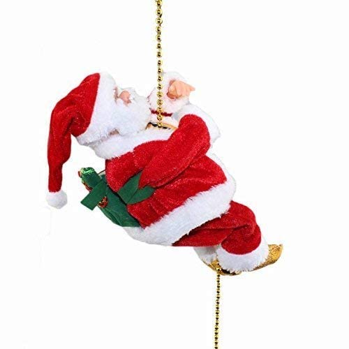 Decorative Climbing Santa Claus with Light and Loud Music (Red) Santa Claus 9" Christmas Xmas Climbs Up and Down Battery Operated Toy with Light Music&Sound Animated