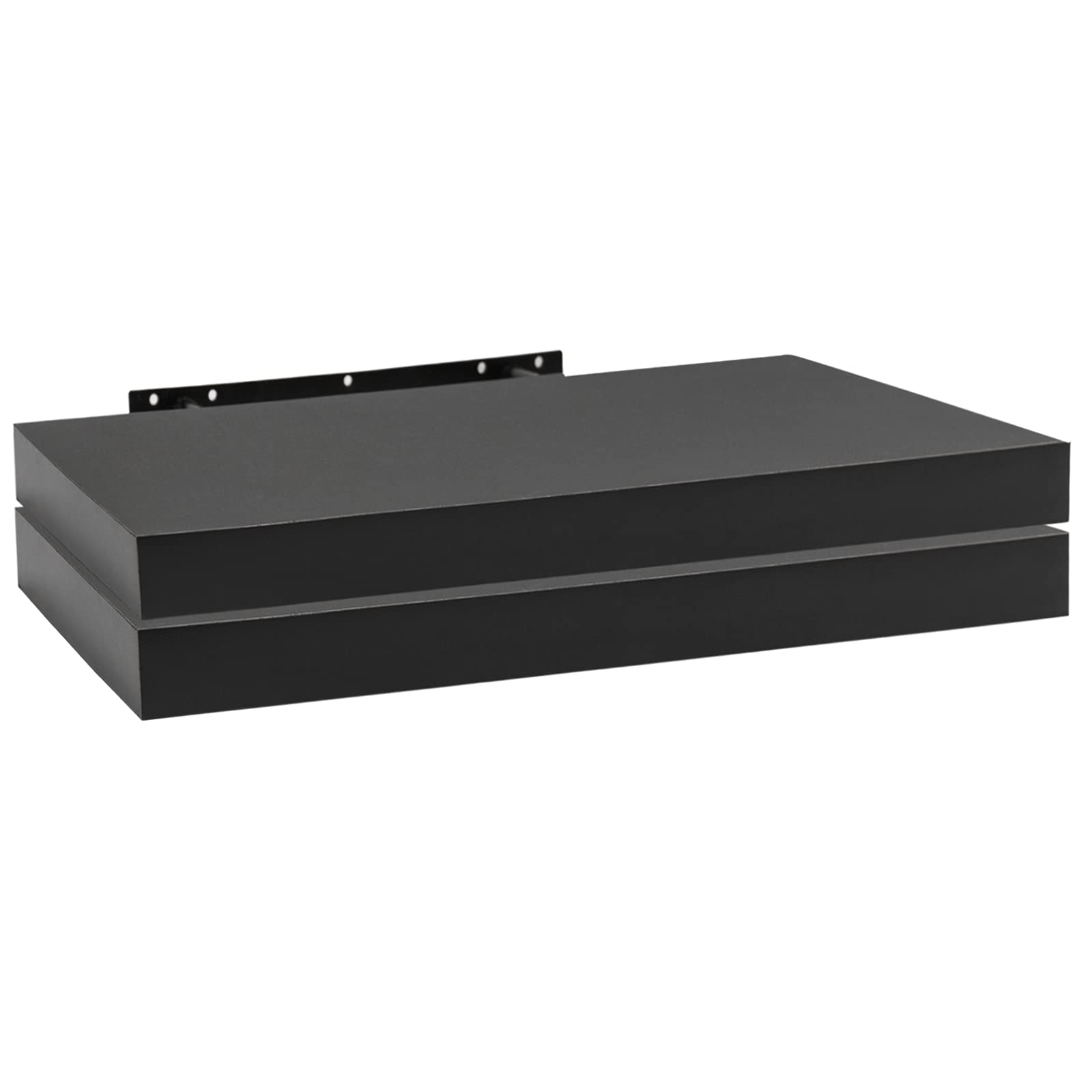 WOLTU Wandregal 2er Set, Regalbrett, freischwebend Schweberegal, CD DVD Wand Regal Wandboard für Büro, Wohnzimmer, Schlafzimmer, Küche, 50x22,9x3,8cm, Schwarz，RG9368sz-2