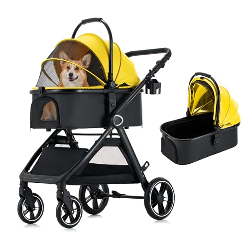 KAVELLIN Pet Stroller for Small Medium Dogs Cats Up to