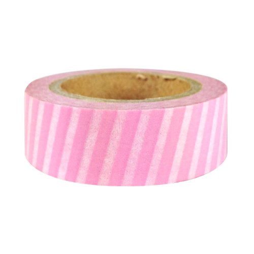Wrapables Striped Japanese Washi Masking Tape - Diagonal Pink Stripe