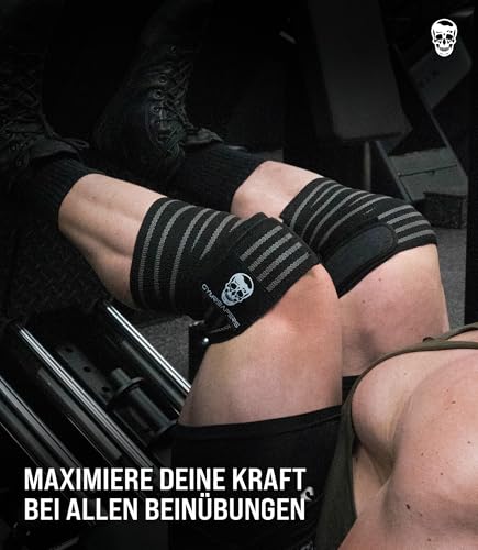 Gymreapers Knee Wraps (Pair) With Strap for Squats, Weightlifting, Powerlifting, Leg Press, and Cross Training - Flexible 72 inch Knee Wraps for Squatting - For Men & Women (Gray)