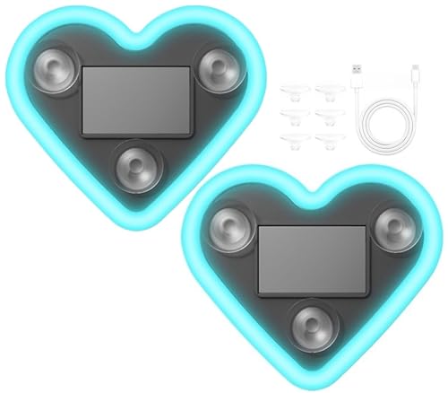 HUFENYU Luz LED Solar con Forma De Corazón For Coche, Luz Ambiental LED For Coche, Luz LED Solar con Forma De Corazón, 5 Modos Conmutables, Resistente Al Agua IP65(Green,2pcs)