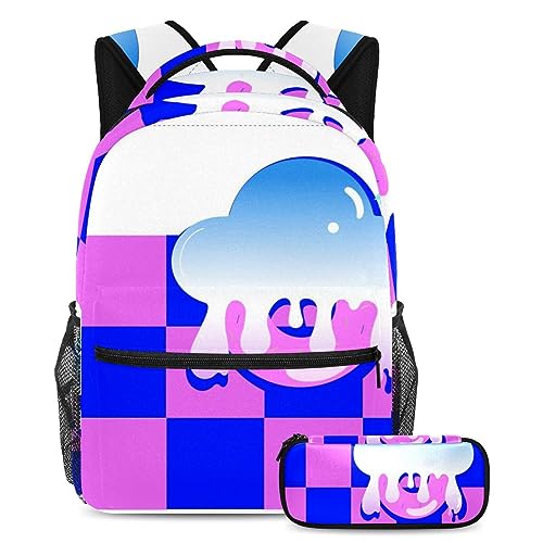 Sac à dos Clouds Eat Donuts ergonomique grand volume avec trousse assortie pour écoliers