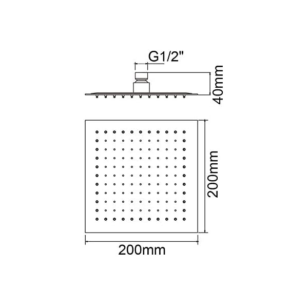 Ibergrif M20292 - Regendusche Duschkopf (200 * 200 mm), Eckig Brausekopf, Edelstahl, Quadrat – Bild 3