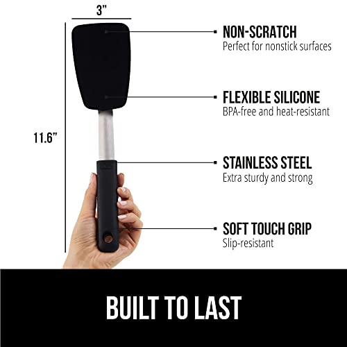 Nonstick Silicone Spatula with Soft Handle, Heat Resistant, Non Scratch - 11.6 Inch Black