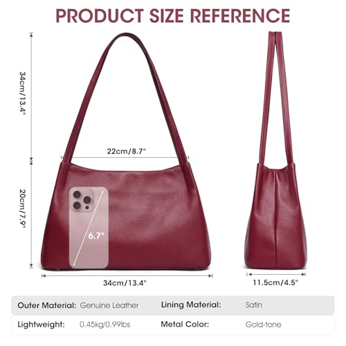Image of Kattee Genuine Leather Purse and Handbag for Women, Soft Hobo Bag