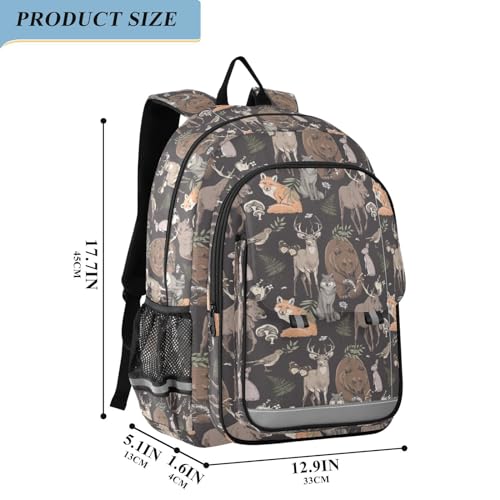 ALAZA School backpacks for girls boys Forest Animals with Nature Elements Backpack Students Bookbag for school bag Womens Casual Daypack College Bookbag2
