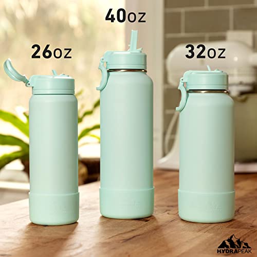 Hydrapeak 32Oz Insulated Water Bottle With Straw Lid, Matching Color Cap And Rubber Boot, Stainless Steel Double Wall Vacuum Insulated Water Bottles That Keeps Drinks Cold For 24 Hours (Modern Blue) #TOP3