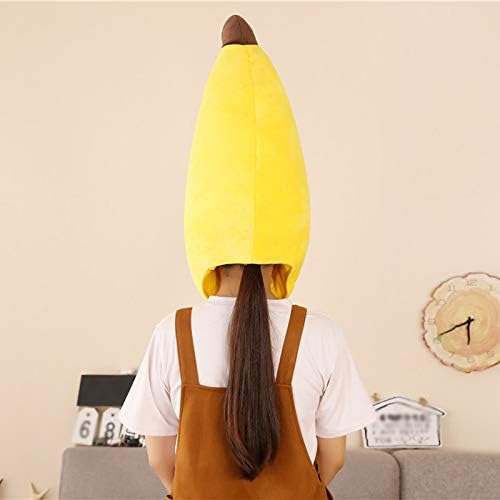 Warmtree Cute Plush Hat Funny Novelty Plush Animal Fruit Hat Mask Cap Photo Props Dress Up Hat Cosplay Halloween Party Costume Headgear (Banana) - Image 4