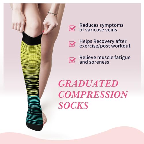 Image of Sooverki Compression Socks for Women & Men 6 Pairs is Best Supportive Knee High Stockings for Circulation, Travel, Nurses