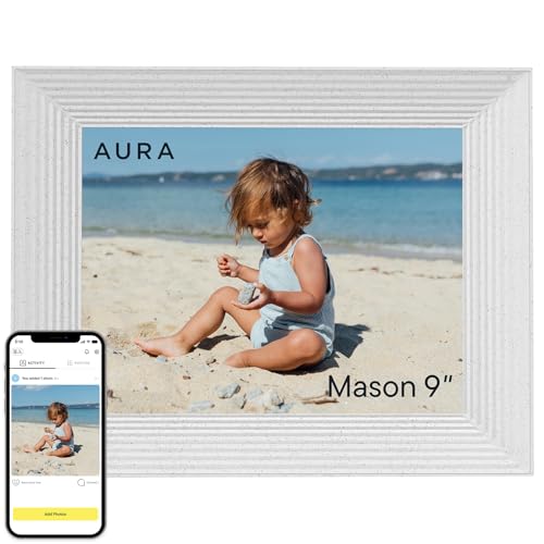 Aura Cadre Photo numérique Mason Wi-FI - 9 Pouces | Le Meilleur Cadre numérique à Offrir | Envoyez Vos Photos Depuis Votre téléphone | Installation Rapide et Facile grâce à l’Application