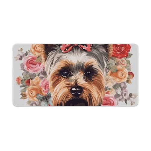 Tapis de souris de jeu XXL motif Yorkshire avec base antidérapante