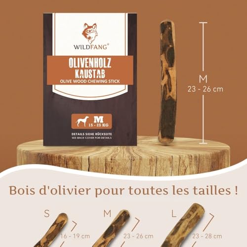 Wildfang® Jouet à Mâcher en Bois d'olive pour Chien, Jouet de Dentition pour Chiot, Bâton à Mâcher Naturel, Os en Bois pour Chien – M – Image 4