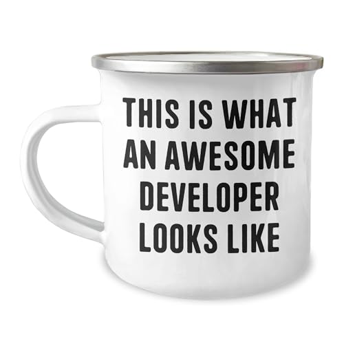 Developer Gifts: Funny Camping Mug - This Is What An Awesome Developer Looks Like - Birthday Unique Gifts for Men, Women, Coworkers