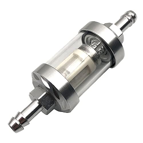 Fainwan 2Pcs 5/16 Inch 9747 Inline Fuel Filter With Clear View Glass And Chrome Hose Barb #TOP1