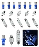 iolory 20PCS Car LED Lights Interior,Soft Bright White 6500k LED Bulbs,Automotive Interior Accessories,12V LED Festoon Bulb Kit for Car Interior Dome Light Map Door Courtesy (Blue)
