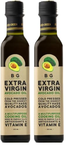 Image of Black and Green Extra Virgin Cold Press Multipurpose Avocado Cooking Oil Bottle (250 ml) (Pack of 2)