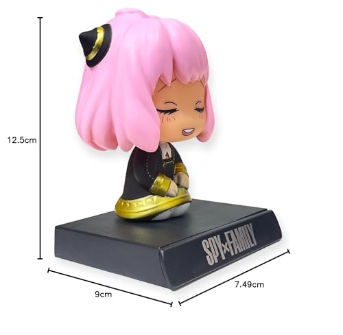 Image of AUGEN Super Hero Anya Forger Spy X Family Action Figure Limited Edition Bobblehead with Mobile Holder for Car Dashboard, Office Desk & Study Table (Pack of 1)