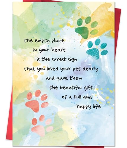 IDU Pet Sympathy Card for Dog Cat,Loss of Dog Cat Sympathy Gift,Pets Memorial Gifts,Pet Loss Sympathy Gift,Pets Bereavement Gifts with Heartfelt Healing Message Design