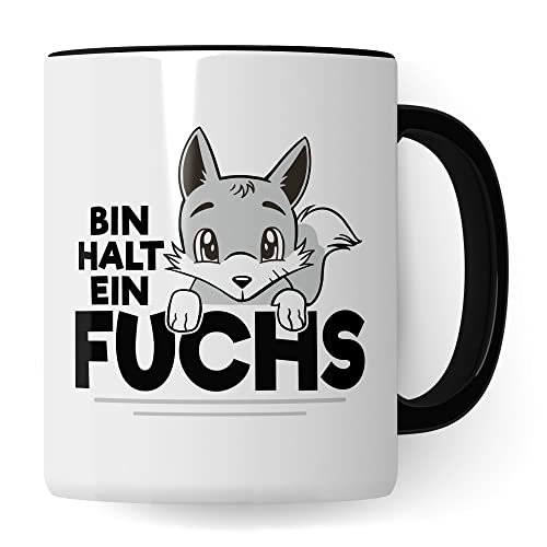 Tasse de renard avec inscription en allemand « Bin halt ein Fuchs Spruch, Geschenk Schlaufuchs Besserwissen Schlaumeier, FuchsMotiv, Geschenk Kollegen Freund...